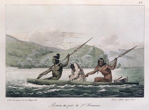 Båd fra havnen i San Francisco, fra "Voyage Pittoresque Autour du Monde", graveret af Jean Pierre Norblin (1745-1830), udgivet 1822